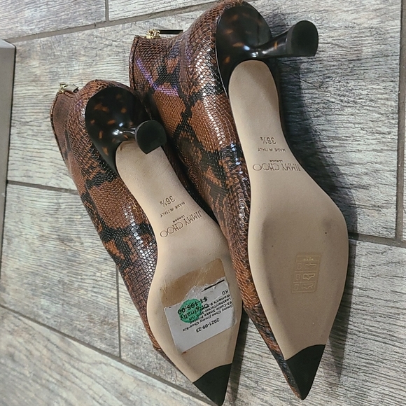 JIMMY CHOO Kix 65 Cuoio Snake Print Pointed Toe Leather Boots Size 36.5 ITALY - Picture 17 of 17